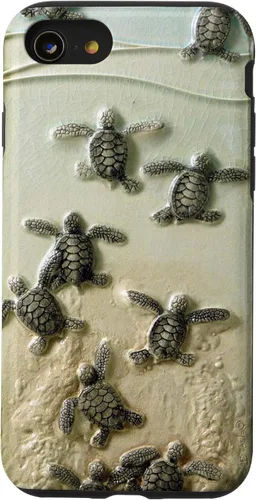 Vista 18 de Funda para iPhone 17, diseño de tortugas marinas color verde bebé