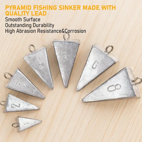 Vista 4 de Dr.Fish Pyramid Sinkers - Pesca de plomo para agua salada, 1 onza-32 onzas/2 libras, triangular, surf, pesca, río, pesca de gato, pompano