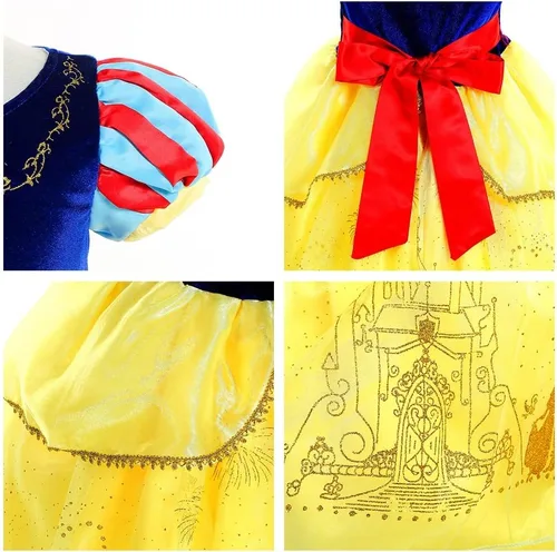 Vista 40 de HIHCBF Disfraz de princesa blanca como la nieve para niñas, cumpleaños, Navidad, Halloween, carnaval (con accesorios)