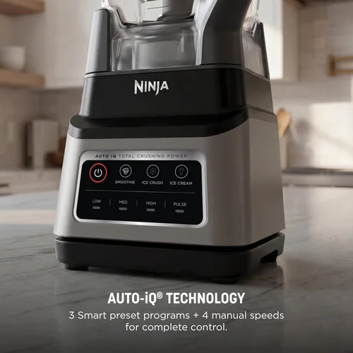 Vista 6 de Ninja BN701 Professional Plus Licuadora, 1400 vatios máximo, 3 funciones para batidos, bebidas congeladas y helados con Auto IQ, 72 onzas. * Jarra