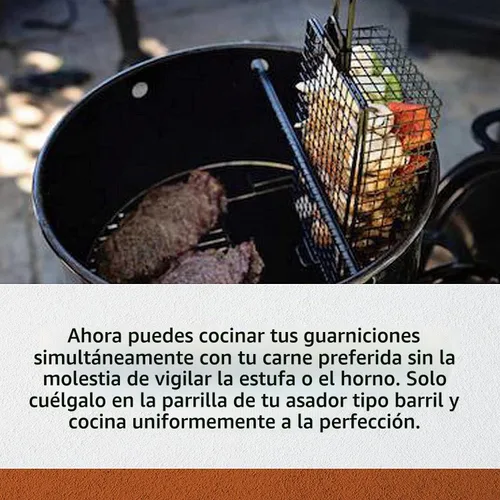 Vista 2 de Pit Barrel Cooker Co. Pit Barrel Cooker Cesta Colgante Multiusos Asa Carne y Cocina Acompañamientos Simultáneamente Parrilla de Barril para Todo