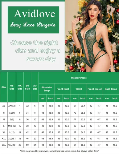 Vista 6 de Avidlove - Body de lencería de una pieza para mujer diseño de encaje sexy con escote en V profundo baby doll tallas XS a XXXL