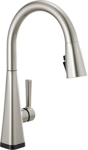 Vista 13 de Delta Lenta - Grifo de cocina dorado cepillado con rociador extraíble, moderno grifo de fregadero de cocina de un solo agujero, mango único, oro Oro