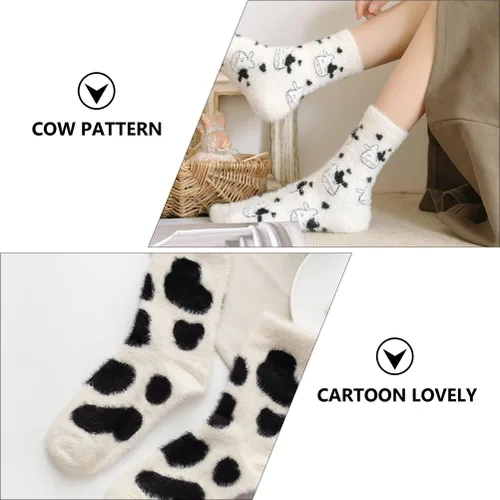Vista 2 de 2 pares de calcetines de vaca zapatos de estampado de vacas calcetines calientes de vaca calcetines de estampado de vaca calcetines de mujer