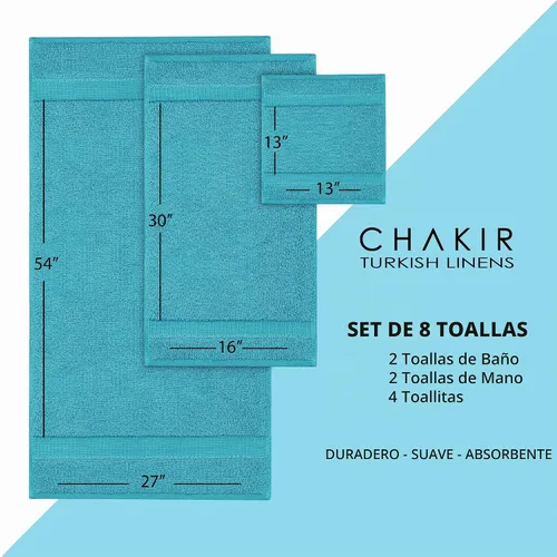 Vista 6 de Chakir Turkish Linens Hotel & Spa - Lujosa toallas de algodón turco de alta absorción Aguamarina