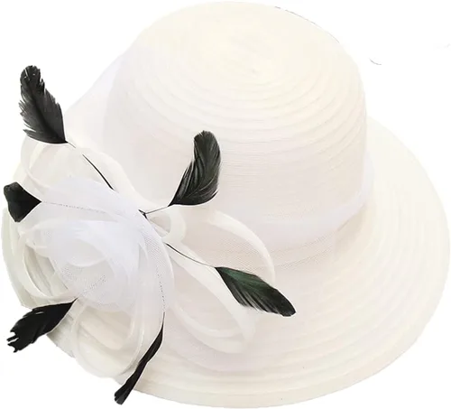 Vista 17 de seven wolves Sombrero de sombrero de iglesia Derby para mujer, sombrero de ala ancha para el sol beige B