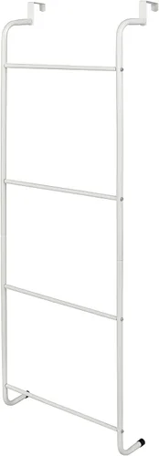 Vista 8 de MyGift - Toallero de pared en forma de escalera de metal (4.0 pies), color negro Space Saving Over Shower Door Drying Rack for Towels & Blankets
