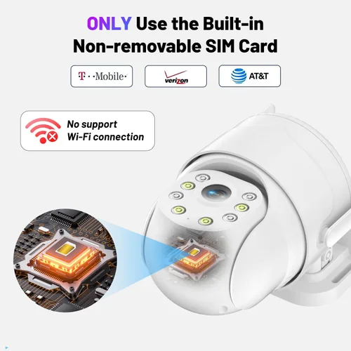 Vista 8 de KKB Cámara de seguridad celular 4G LTE, cámara celular con cable, tarjeta SIM integrada para exteriores/interiores, plan de datos ilimitado, sin