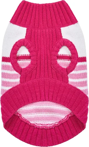 Vista 6 de Blueberry Pet Suéter Suave y Acogedor de Chenilla con Rayas Elegantes para Perro en Rosa Princesa, Longitud de Espalda 10", Paquete de 1 Prenda