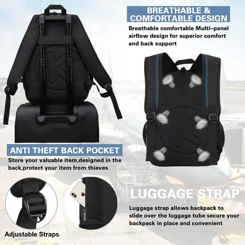 Vista 6 de KEOFID Mochila de viaje antirrobo para hombres y mujeres, moda para mujeres, mochila informal para la universidad, Negro -, X-Grande, Mochila de moda