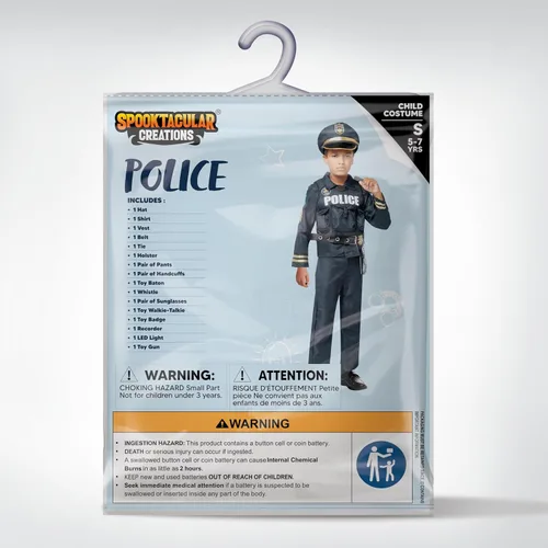 Vista 7 de Spooktacular Creations Disfraz de policía para niños (niños) en estilo oscuro prémium para eventos temáticos de policía, fiestas y más