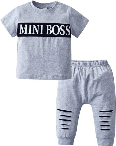 Vista 12 de Conjunto de 2 piezas de sudadera con estampado de letras de manga larga y pantalones para bebé niño Negro
