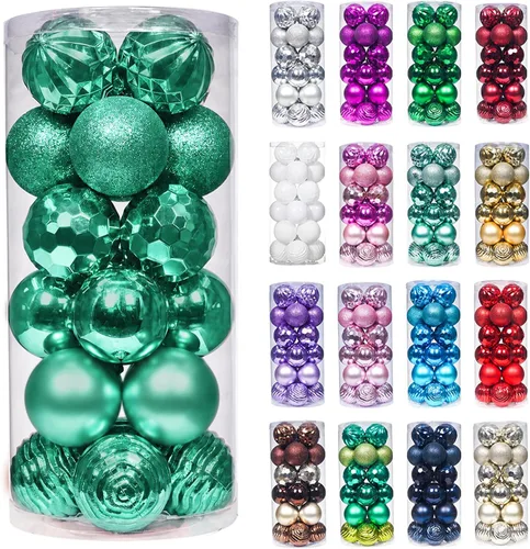 Vista 88 de XmasExp Juego de 24 mini esferas de Navidad inastillables para bolas de árbol de Navidad, 1.18 pulgadas (negro)