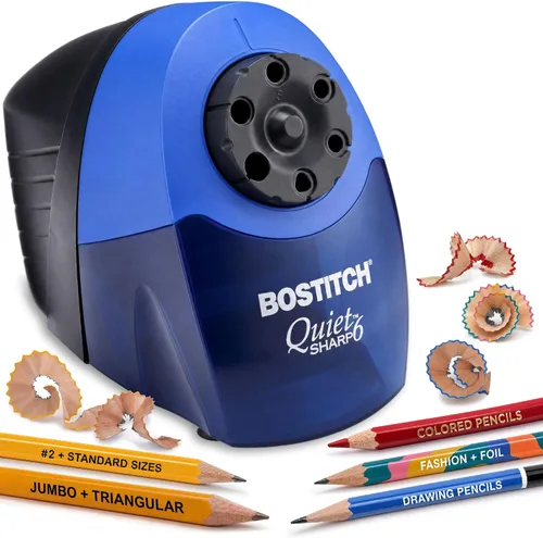 Vista 12 de Bostitch Office QuietSharp 6 sacapuntas eléctrico, sacapuntas de aula resistente, selector de tamaño con 6 tamaños diferentes, para lápices