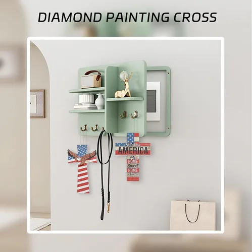 Vista 4 de Paquete de 2 kits de pintura de diamantes cruzados 5D DIY pintura de diamante cruz forma especial kit de arte de diamantes patrióticos bandera