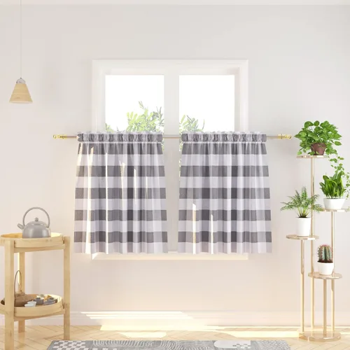 Vista 55 de Cenefas de cortina para ventana de 16 pulgadas de largo, 2 paneles de cuadros búfalo, cortinas pequeñas con bolsillo para barra, estilo clásico