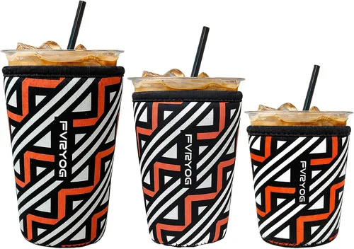 Vista 61 de Fundas de neopreno reutilizables aisladas para café helado, fundas para tazas de café helado, fundas para bebidas heladas y calientes