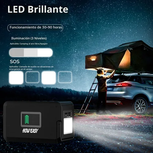Vista 5 de HOWEASY Estación de energía portátil de 120 W (pico de 240 W), generador solar de campamento de 24000 mAh, banco de energía portátil con 2 salidas