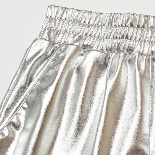 Vista 2 de Mirawise Pantalones cortos metálicos brillantes para niñas, trajes de baile brillantes, Metálico