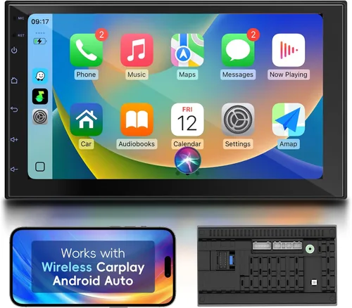 Vista 8 de Haudio Estéreo de auto de doble DIN de 7 pulgadas, radio táctil para automóvil con Apple Carplay inalámbrico y Android Auto, Mirror Link, Bluetooth