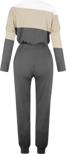Vista 4 de Conjunto deportivo para mujer, 2 piezas, talla grande, manga larga, sudadera de gran tamaño, pantalones deportivos, conjuntos de descanso, trajes