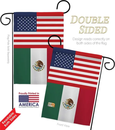 Vista 5 de Juego de banderas de la amistad de Estados Unidos de Nacionalidad México US Amistad Garden House Set de bandera regional internacional del mundo