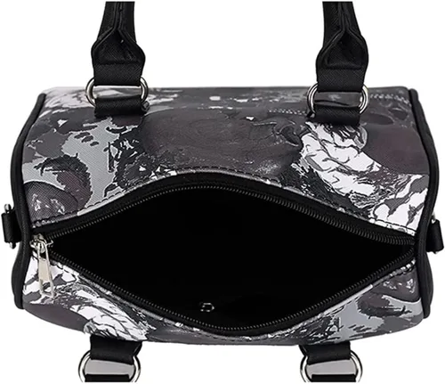 Vista 5 de Bolso de mano, bolso de mano con estampado de calavera, bolso de hombro para mujer, esqueleto de huesos, bolso de lona gótico, punk, bolso cruzado