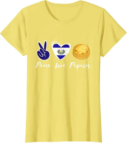 Vista 41 de Pupusas Lover Love Peace El Salvadaor Camiseta Comida Salvadoreña