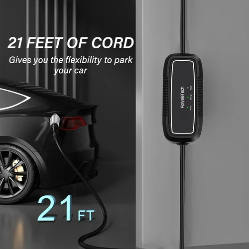 Vista 5 de Cargador portátil para vehículos eléctricos Nivel 1, 15Amp 110V, cargador eléctrico para vehículos con cable de extensión de 21 pies, NEMA 5-15P