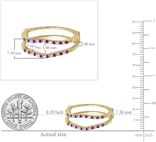Vista 5 de Dazzlingrock Collection Round Alternate Gemstone & White Diamond Wedding Enhancer Guard Ring for Her in Gold