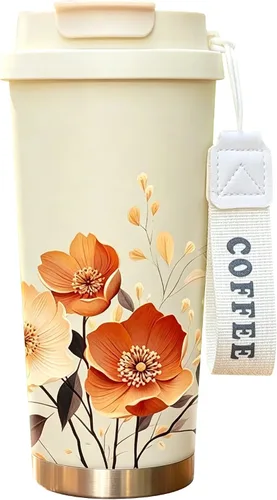 Vista 16 de [Tapa 2 en 1] Taza de viaje, taza de café, taza de café, revestimiento de cerámica forrada, acero inoxidable 316, sin BPA, vaso aislado al vacío