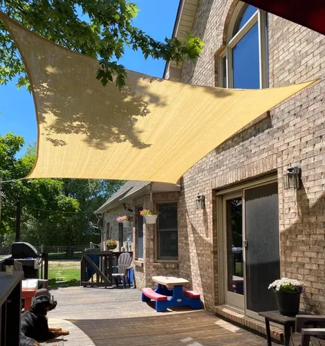 Vista 14 de Toldo tipo vela para patios, pérgolas, patios traseros, jardines y exteriores, rectangular, tela para sombra que bloquea los rayos ultravioleta, 6 x