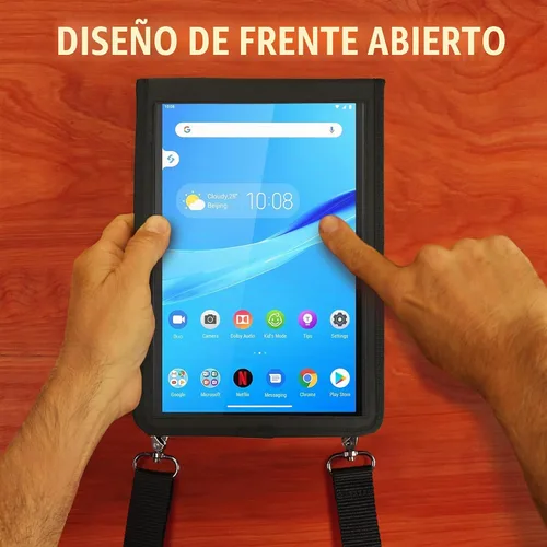 Vista 2 de USA GEAR Funda para tablet infantil de 7 a 8 pulgadas con protector de pantalla, correa de asiento de automóvil y correa para el hombro, funda