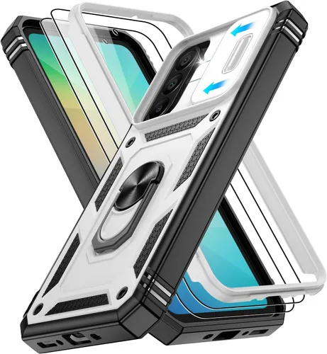 Vista 93 de Gritup Funda para Google Pixel 6 con cubierta deslizante para cámara y protector de pantalla (2 unidades), soporte de anillo giratorio 360°, funda