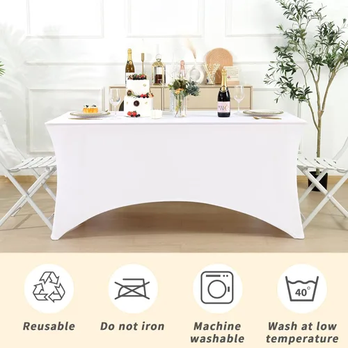 Vista 5 de Fixwal Paquete de 10 Cubiertas de Mesa de Spandex de 6 Pies para Mesas de 6 Pies, Mantel Rectangular Elástico Ajustado, Cubierta de Mesa de Patio