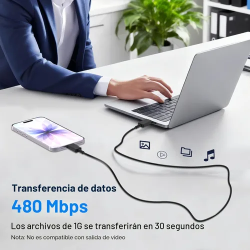 Vista 6 de Paquete de 2 cables de carga Samsung de 6 pies, 100 W/5 A, cable de carga rápida tipo C a tipo C, para Galaxy S25/S24/S23/S22/S21 Edge/Ultra/Note