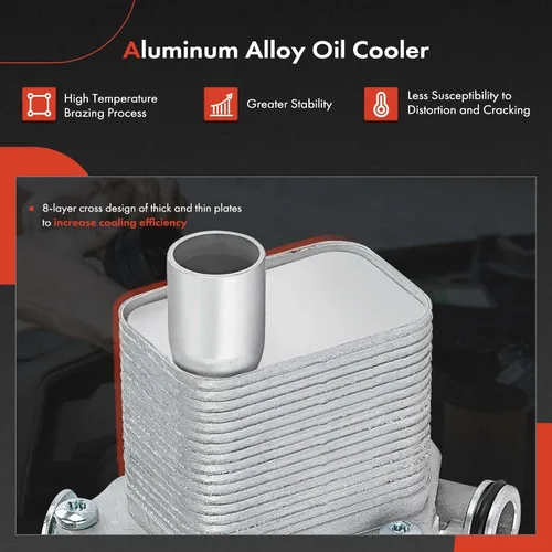 Vista 5 de A-Premium Enfriador de Aceite del Motor y Conjunto Adaptador de Carcasa del Filtro de Aceite con Juntas Compatible con Vehículos Buick, Chevy -1.4L