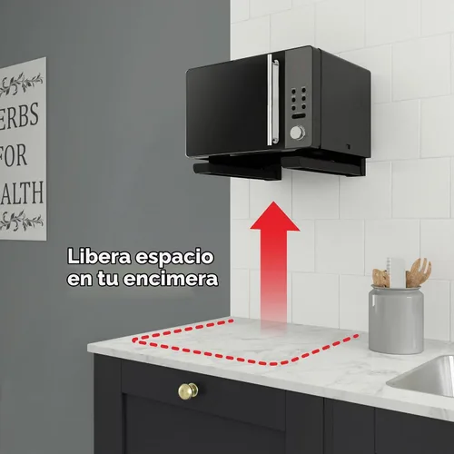 Vista 4 de AVF Par de soportes para horno de microondas montados en pared, soporta Negro