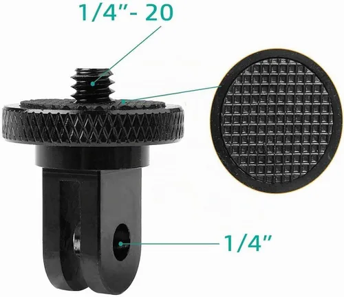 Vista 5 de Adaptador de trípode de cámara de aluminio 1/4"-20 Adaptadores de montaje de conversión compatibles con cámaras de acción Gopro Insta360 y otros