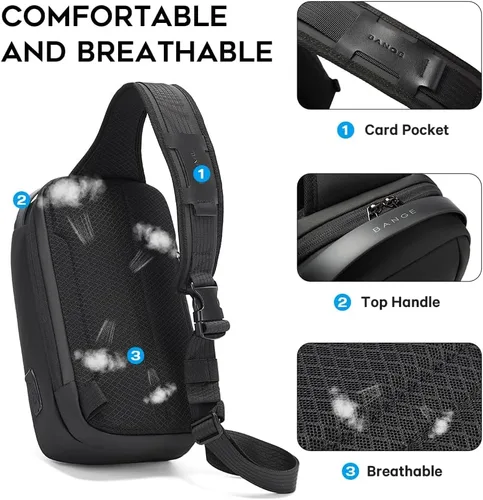 Vista 4 de BANGE Bolso bandolera para hombre, bandolera para hombre