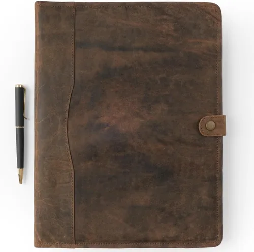 Vista 10 de Cartera de cuero - Organizador profesional de cartera, carpeta de currículum, portafolio de cuero para hombres y mujeres, cartera de negocios