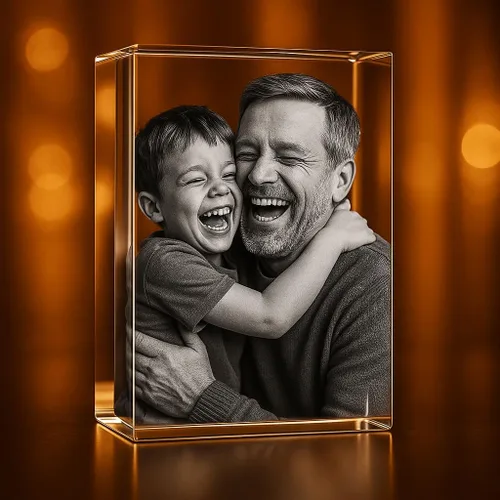 Vista 2 de Cristal grabado con foto 3D personalizada (rectángulo pequeño (1.96 x 3.14 x 1.96 pulgadas)