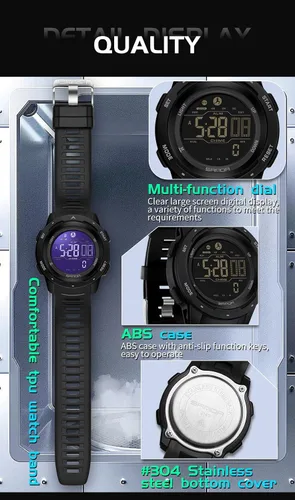 Vista 4 de FANMIS Hombres Podómetro Relojes Militares Multifuncional 50M Impermeable Digital Reloj Deportivo al Aire Libre