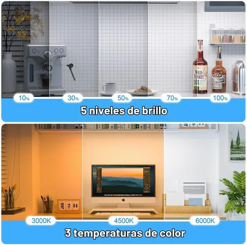 Vista 3 de Ferswe Barra de Luz Recargable de 3W con Control Remoto, Luces de Espejo Ajustables de 3 Colores, Batería de 2000mAh para Maquillaje, Táctil