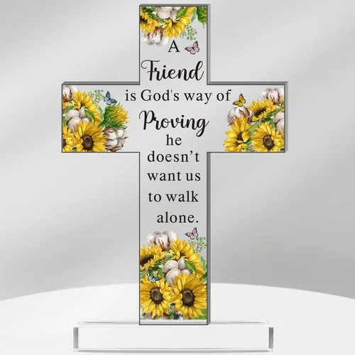 Vista 11 de Regalos Cristianos de Acrílico Chunful para Mujer y Hombre Cruz de Jesús Religiosa y Decorativa con Versículos de la Biblia y Oraciones Cruz