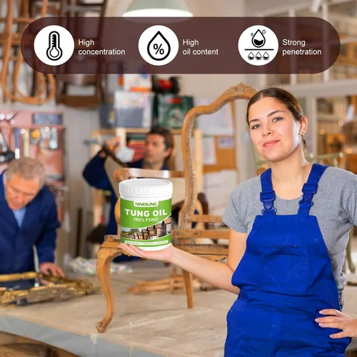 Vista 3 de Aceite Pure Tung para acabado de madera con cepillo de madera, aceite de madera de alta calidad, sellador de madera impermeable para interiores