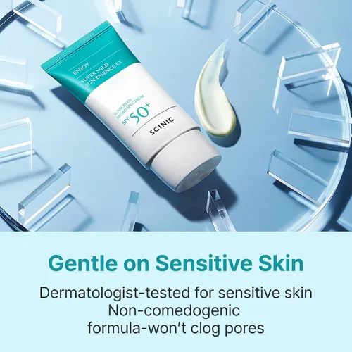 Vista 5 de SCINIC Enjoy Super Mild Sun Essence EX 1.69 fl oz (1.7 fl oz) SPF 50+ Protector solar ligero, de rápida absorción e hidratación, cuidado