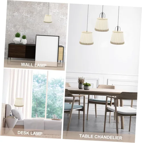 Vista 6 de Angoily Pantalla plisada de gasa para lámpara de repuesto, elegante accesorio para decoración de dormitorio y sala de estar, diseño suave e