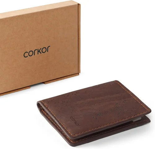 Vista 4 de Corkor Slim Wallet for Men, RFID Safe, Vegan Non Leather, Bi-fold Cards Cash