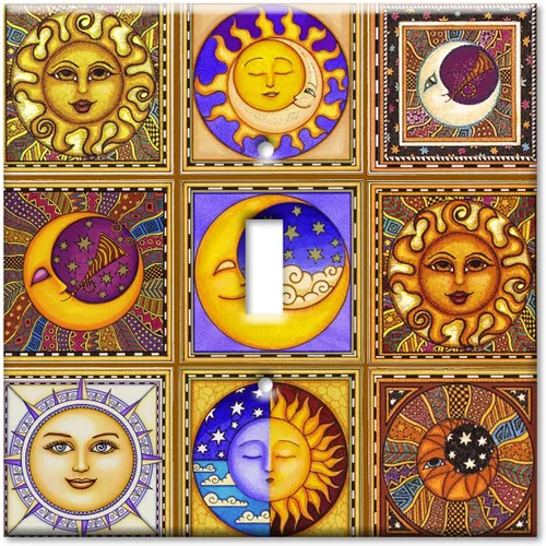 Vista 6 de Art Plates - Cubierta decorativa para interruptor de luz - Placa de pared metálica decorativa - Cubierta para interruptor de 2 llaves - Tema